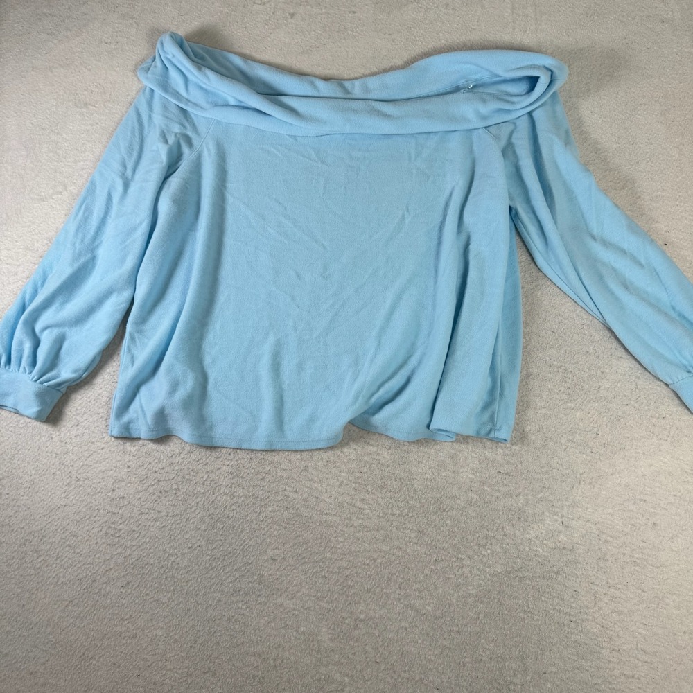 a.n.a Top Women 3X Blue Excellent Off the Shoulder Long Sleeve Knit Blouse
